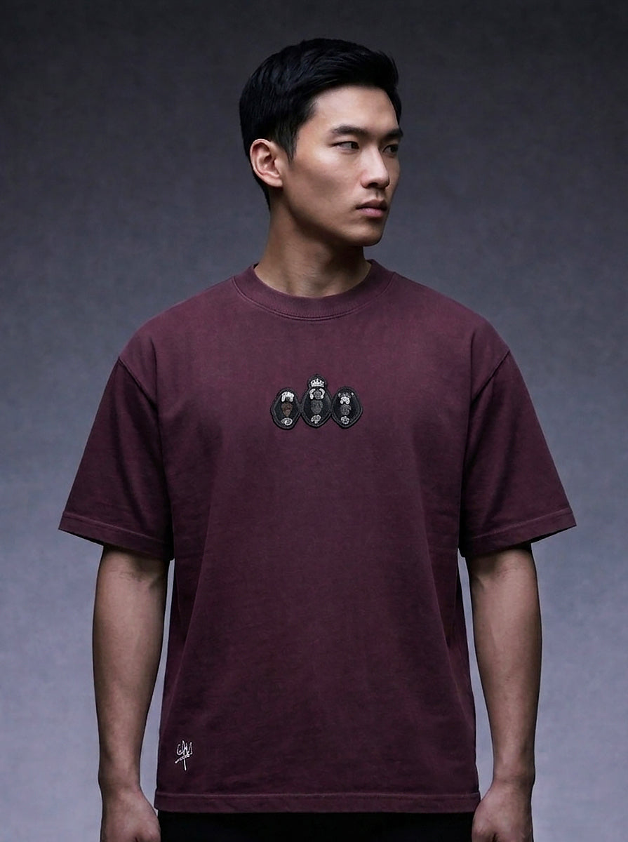 T-Shirt Valar Morghulis Brodé Plexus VALARMGWORLD Bordeaux
