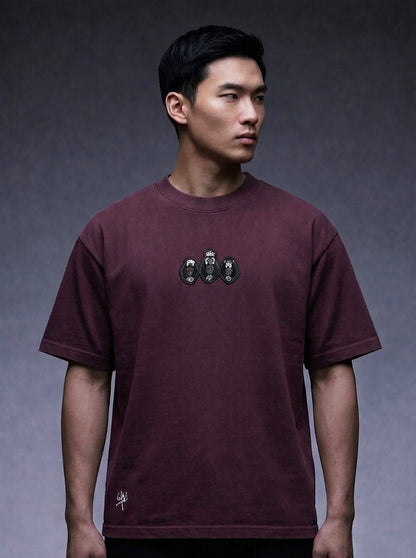 T-Shirt Valar Morghulis Brodé Plexus VALARMGWORLD Bordeaux